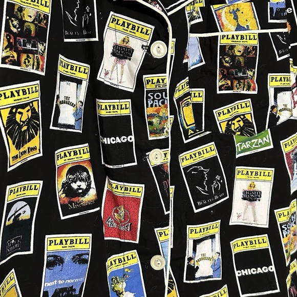 PLAYBILL Brand Men's XL 2 Piece 'PJ' Pajama Set Black w/Broadway Programs - Picture 3 of 14